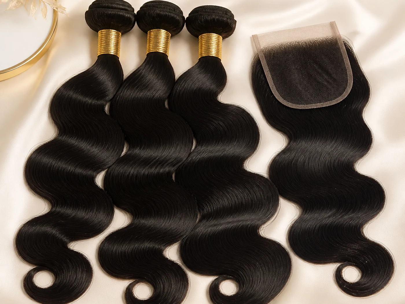 Body wave bundle deal with natural black bundles and closure